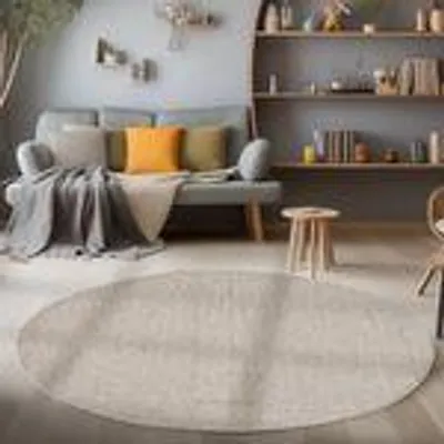 Produktbild von Modern Wohnzimmereppich Robust Meliert Einfarbiger Schlingenteppich Cut-Loop Design, Größe: 120 cm Rund, Farbe: Braun
