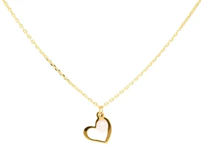 Produktbild von SuzanGold Delicate Love Kette Echtgold Herzanhänger für Damen mit Perlendetail