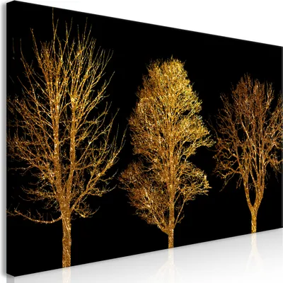 Produktbild von Italienischer Leinwand Leinwandbild - Golden Forest (1 Part) Wide 120x60 cm Blumen b-A-10064-b-a