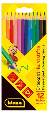 Produktbild von Idena 20133 - Buntstifte in 12 Farben, holzfreie Farbstifte in ergonomischer Dre