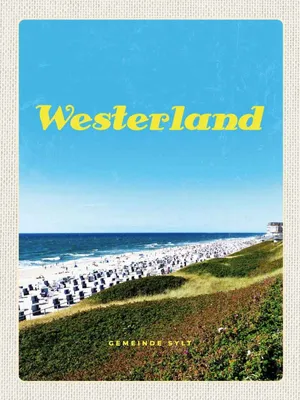 Produktbild von vianmo Holzschild 40x30 cm Westerlans Strand Meer Strankörbe Bildmotiv Reisemotiv Urlaub