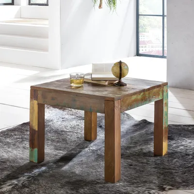 Image de Table basse FineBuy Bois massif recyclé 60x47x60 cm Shabby Chic | Table de salon Table basse carrée | Grand salon