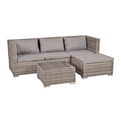 Produktbild von Greemotion Kailua, Braun, Grau, Transparent, Glas, Polyester, Polyethylen, Stahl, 3 Sitz(e), 59 cm, 59 cm, 35 cm