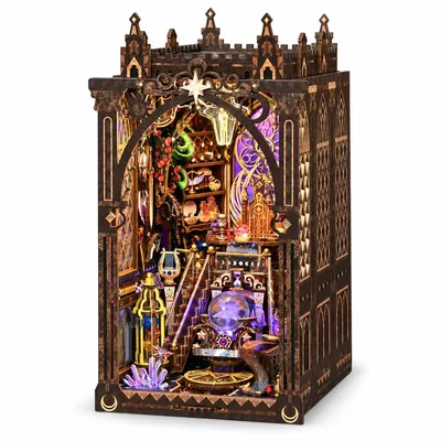 Image de THAR, ensemble de construction en bois pour bibliothèque sur le thème du zodiaque mystique, avec éclairage LED, 575 pièces
