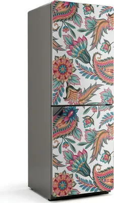Produktbild von Blumenmuster mit Paisley – Magnetische Kühlschrank Abdeckung – Dekorfolie magnetisch Küche – Kühlschrank Magnet Deko – selbstklebende Magnettafel – Magnetfolie für Kühlschranktür – 70x190 cm