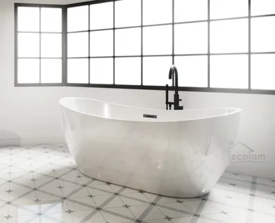 Produktbild von ECOLAM exklusive freistehende Badewanne Standbadewanne moderne Wanne freistehend Clara 170x80 cm + Ablaufgarnitur Click Clack Acryl