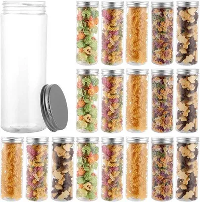 Immagine prodotto di Set da 20 contenitori ermetici da 310 ml in plastica trasparente con coperchio, contenitori senza BPA, barattoli rotondi per erbe aromatiche, cereali, dolciumi e marmellata
