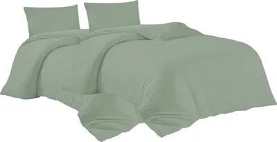 Produktbild von Bettwäsche 2er 135x200 + 2er 40x80 cm Lichtgrün Bettbezug Baumwolle, 4-teilig