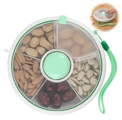 Produktbild von Trockenobst-Aufbewahrungsbox, Kinder-Snackbox, versiegelt mit Deckel, fünf Fächer zur Klassifizierung, leicht zu tragen, grün