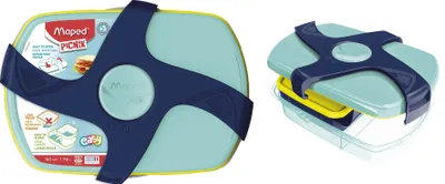 Produktbild von Maped 870017, Brotdose, Kind, Blau, Transparent, ABS, Polypropylen (PP), Silikon, Einfarbig, Rechteckig