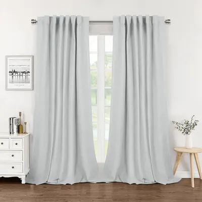 Produktbild von 2 Stück Vorhänge Leinenoptik Verdunkelungsvorhang Wärmeisolierend Vorhang Gardinen Multifunktionsband für Wohnzimmer Schlafzimmer, B132xH274cm, Weiß