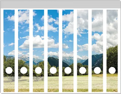Produktbild von Wallario Ordnerrücken Sticker, selbstklebend für schmale Ordner, 8 Stück, Motiv Bergwiese in den Alpen