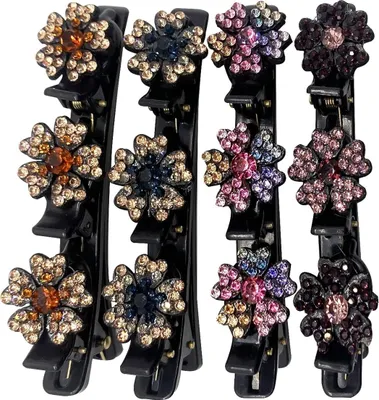 Produktbild von Kristallgeflecht Haarspangen - Set von 4 - Modische und elegante Glitzer-Haarspangen mit Clips