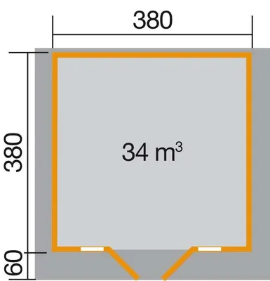 Produktbild von WEKA 137.3838.10.00 Premium Gartenhaus/Blockbohlenhaus Tegernsee 1 mit Vordach (60 cm)/Doppeltür/Doppelfenster ; Größe: 2 ; Farbgebung: Naturbelassen ; Wandstärke: 45 mm ; Maße (LxBxH): 440 cm x 380 cm x 262 cm ; Seitenwandhöhe: 210 cm