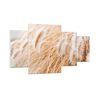 Produktbild von Bilder auf glas - 4 Teile - Gras Boho Licht - 160x90cm - Glasbilder - Wandbilder - Bilder - zum Aufhängen bereit - Wanddekoration aus Glas - Glas Bilder - Wandbild auf Glas - GDL160x90-4903