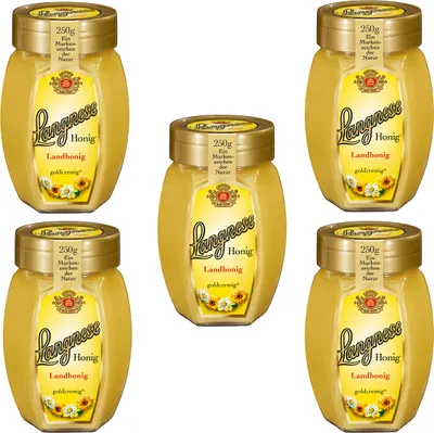 Image de Langnese Miel de campagne doré, crémeux et jaune beurre 250g paquet de 5