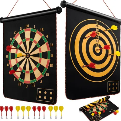 Produktbild von MODFU Magnetische Dartscheibe für Kinder mit 12 Sicherheitspfeilen, doppelseitige Dartscheibe, Geschenk für Kinder im Innen- und Außenbereich