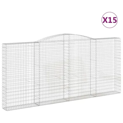 Produktbild von Gabionen mit Hochbogen 15Stk. 400x30x180/200cm Verzinktes Eisen