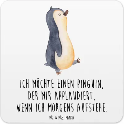 Produktbild von Mr. & Mrs. Panda Untersetzer für Gläser Pinguin marschieren 6er Set - Weiß - Geschenk, Getränke-Untersetzer, Tassen, Coaster, Aufstehen, Familie, Pinguine, Bruder