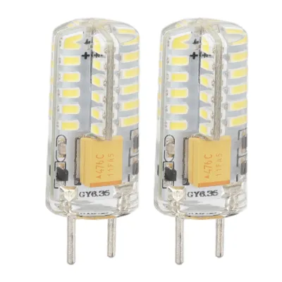Zdjęcie produktu dla Żarówka GY6.35 z osłoną oczu, energooszczędna, 6000K, 3W, 48 diod LED, do żyrandoli i lamp stołowych, 12V, 2 sztuki