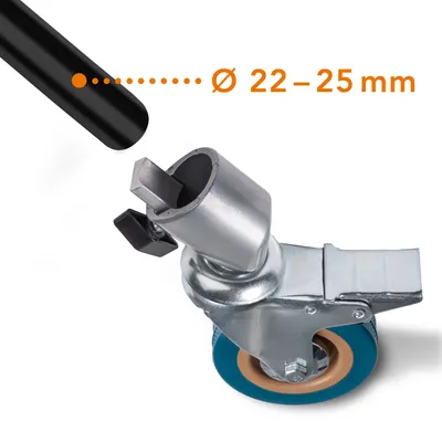 Imagen del producto de Ruedas para trípode Walimex pro Stativrollen, set de 3 unidades - Juego de ruedas giratorias para trípode - Fabricadas completamente en metal, diámetro 75 mm - Superficie de rodadura de goma y freno - Para patas de trípode de 22-25 mm de diámetro - Ideales para luces, lámparas y trípodes de vídeo, color