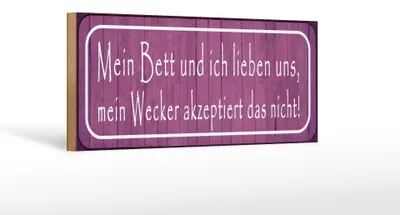 Produktbild von Holzschild Spruch 27x10cm mein Bett und ich lieben uns