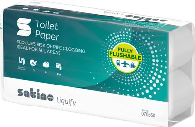 Produktbild von Toilettenpapier Liquify 070560 3-lagig 250 Blatt weiß 8 Stück Packung mit 8 Stück