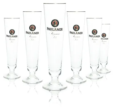 Produktbild von 6x Paulaner Bier Glas Kelch 0,3l Goldrand Rastal Pokal Gläser Tulpe Pils Helles