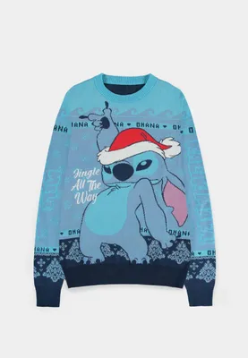 Obrázek produktu pro DIFUZED Disney Lilo & Stitch - Stitch Christmas Jumper, Dospělý, Uni, Svetr, Modrá, Kulatý límec, Dlouhý rukáv