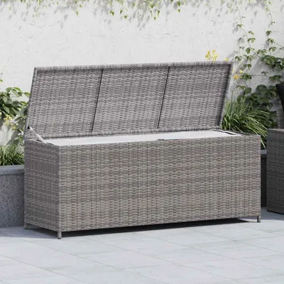 Zdjęcie produktu dla vidaXL Skrzynia do przechowywania mebli ogrodowych, szara, 150x50x60 cm, wykonana z rattanu syntetycznego