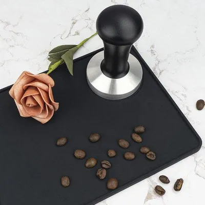 Obrázok produktu pre 58 mm čierny jednorazový tamper na kávu, základňa z nehrdzavejúcej ocele 304, profesionálny tamper na espresso, vhodný pre portafiltry kávovarov, nástroj pre baristov (58 mm)