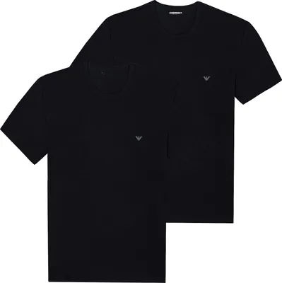 Produktbild von Emporio Armani Herren T-Shirt Rundhals 2er Pack | Baumwolle & Elasthan Regular Fit Farbe Schwarz Größe M EM000391 AF14132