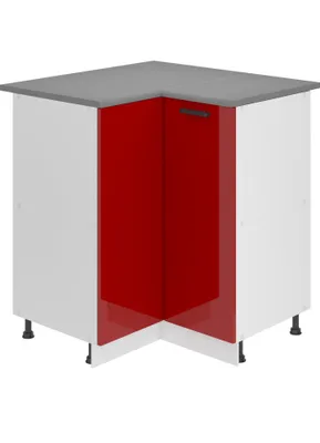 Produktbild von Belini Unterschrank Küche, Küchenunterschrank 90 cm Breite. SNP Küchenunterschrank mit Arbeitsplatte. Eckschrank Küche mit 1 Tür, Rot Hochglanz