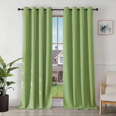 Immagine prodotto di Ibenzoa® Tende oscuranti termiche, set da 2, 245 x 140 cm, colore verde – 100% poliestere, occhielli in acciaio inossidabile, isolamento termico