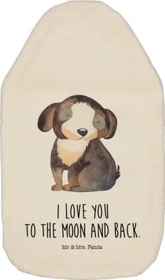 Produktbild von Mr. & Mrs. Panda Bettflasche Hund Entspannen - Weiß - Geschenk, Treue, wärmflasche naturkautschuk, Liebe, Verliebt, Wärmekissen, Wärmflaschen, mit Bezug, Sprüche