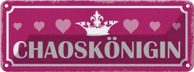 Produktbild von vianmo Blechschild 10x27 cm Chaoskönigin Herz Krone Dekoration Spruch Zitat
