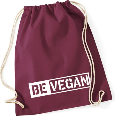 Produktbild von Huuraa Turnbeutel Be Vegan Modern 12 Liter Burgundy Baumwolle Rucksack Geschenkidee