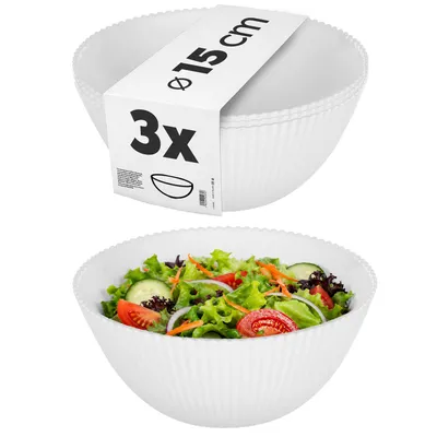 Zdjęcie produktu dla Miska na sałatkę KADAX 15 cm, zestaw 3 sztuk, biała miska z opalowego szkła, idealna jako miska na płatki śniadaniowe, miska na zupę, miska na sałatkę, miska na deser lub miska do serwowania (biała)
