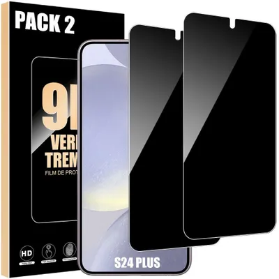 Image de 2 Vitre Protection Verre Trempé Anti-espion pour Samsung Galaxy S24 Plus, Anti-Rayures 9H