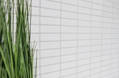 Produktbild von Handmuster Mosaik Fliese Keramik Stäbchen weiß glänzend Fliesenspiegel Küche MOS24-0102_m