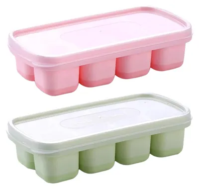 Eiswürfelform aus Silikon, 2 Stück, BPA-frei, 8 Fächer, wiederverwendbar