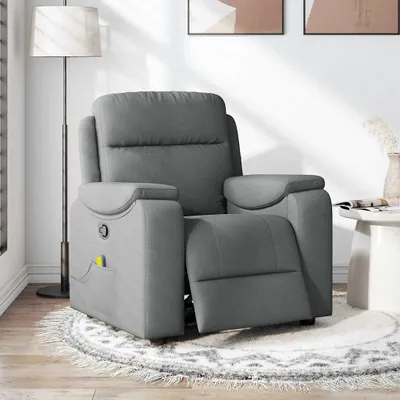 Image de vidaXL Fauteuil relax de massage, tissu, gris foncé