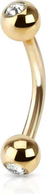 Produktbild von viva-adorno 1,2x8x3mm Piercing Banane mit Kristall Kugeln Edelstahl Zirkonia Z84s, gold