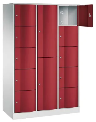 Produktbild von Großraum-Wertfachschrank mit Spezialtüren, 12 Abteile, BxTxH 1150x540x1950 mm, RAL 7035/3003