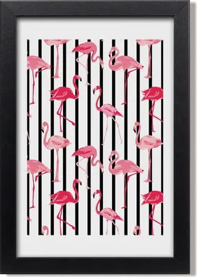 Produktbild von Bild 20x30 MDF-Rahmen, Wandkunst Flamingos und Streifen