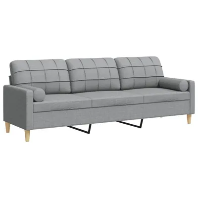 Produktbild von Sofa 3-Sitzer mit Zierkissen Hellgrau 210 cm Stoff