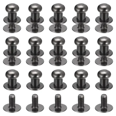 Productafbeelding van Schroefklinknagels met bolkop - 6 mm diameter - Voor leerbewerking en accessoires - 15 stuks - Zwart metaal