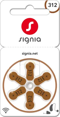 Produktbild von Signia Gr. 312 Hörgerätebatterien 6er Blister PR41 Braun 24607 Sig312 24607313436