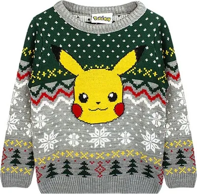 Produktbild von Pokemon - Pullover für Kinder - weihnachtliches Design NS6874 (140) (Grau/Grün/Gelb)