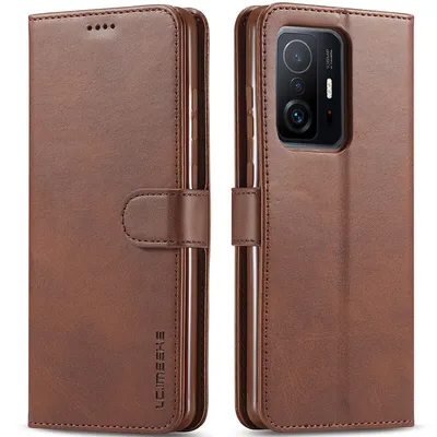 Obrázek produktu pro Pouzdro pro Xiaomi 11T / 11T Pro, kožené flipové pouzdro s magnetickým uzávěrem a stojánkem, ochranné pouzdro Hnědý
